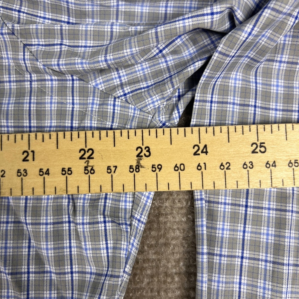 Ralph Lauren Classic Fit Performance Gray Blue Plaid Button Down Shirt Large - Picture 7 of 8
